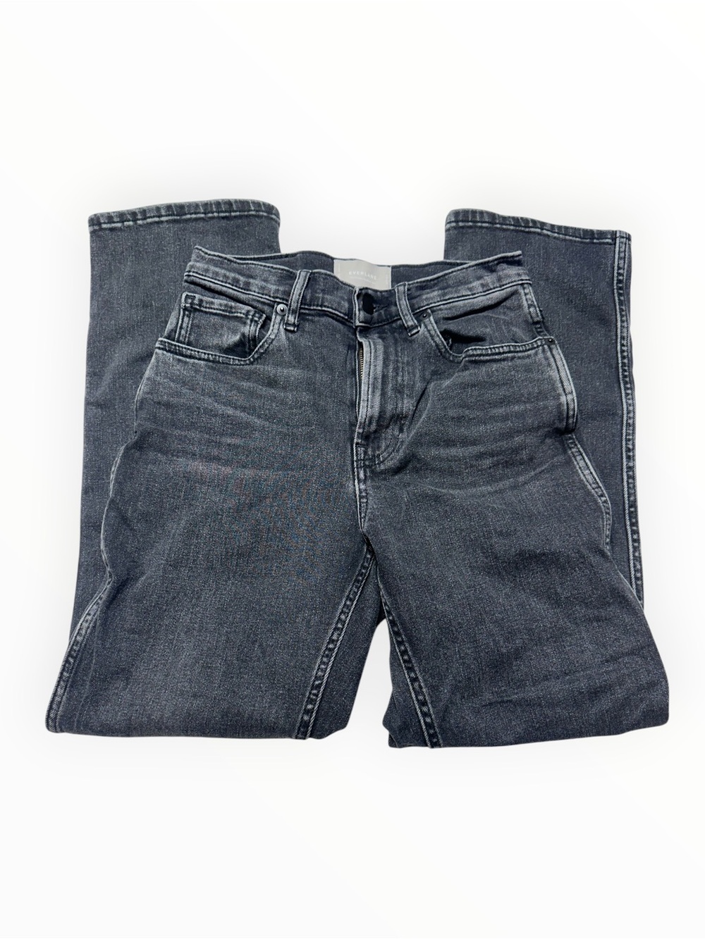 Everlane Straight Leg Jeans 26 Regular Charcoal Gray High Rise Stretch Denim